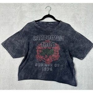 Fifth Soul Womens Size L California Tour Summer of 1976 Acid Wash Cropped Top